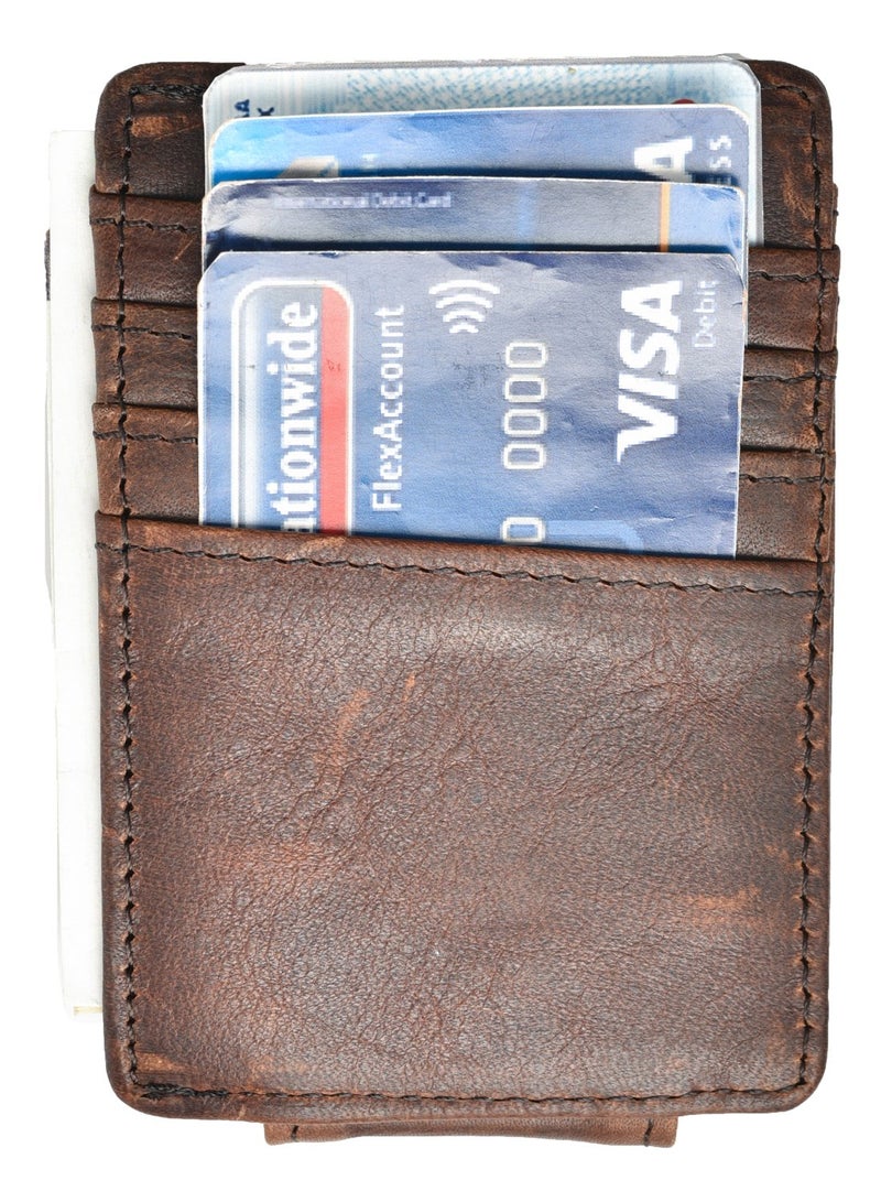 HOPSOOKEN Money Clip RFID Front Pocket Wallet Men Leather Slim Minimalist Wallet (Deep Brown) - Image 4
